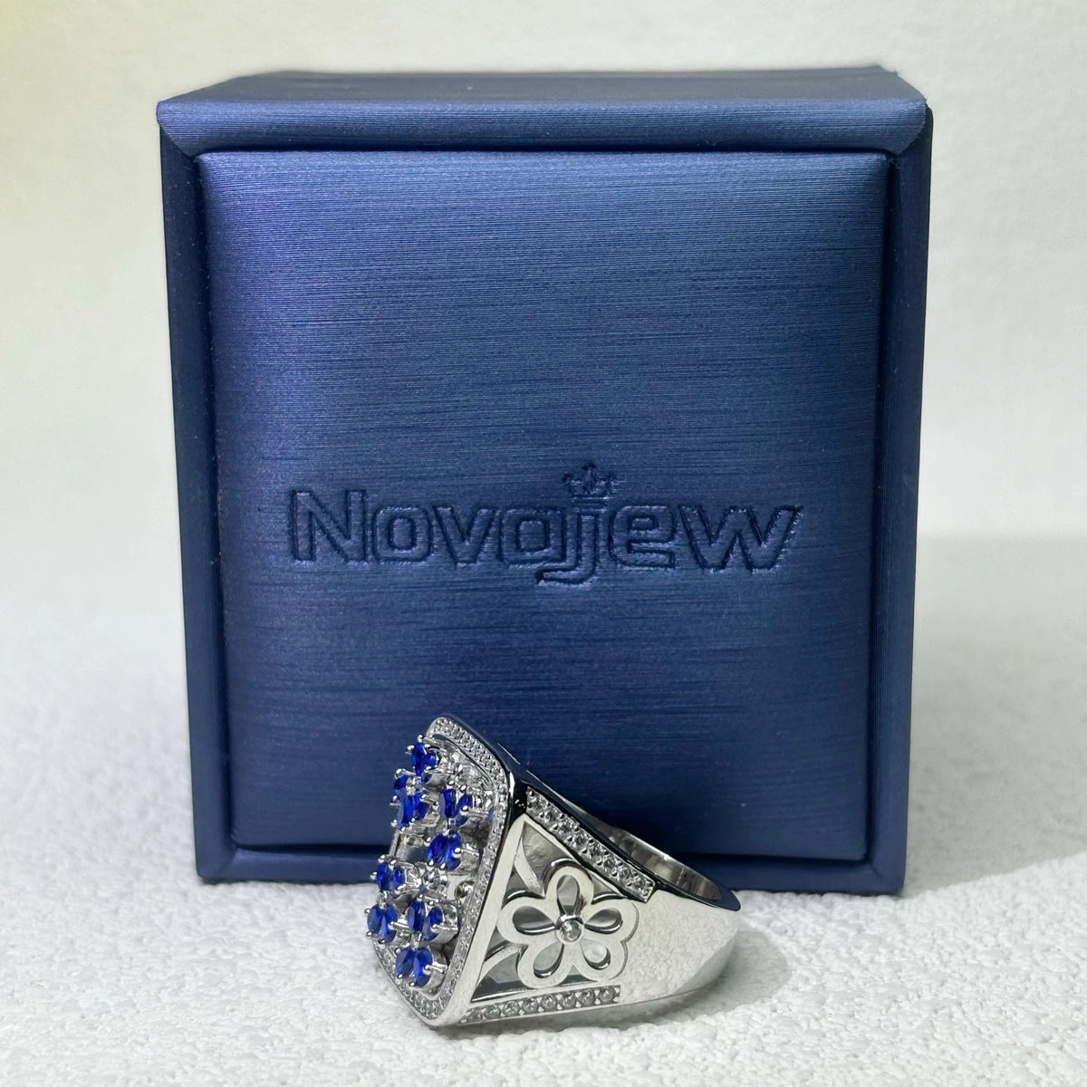 2CTW Pear Cut Blue Cubic Zirconia Elegant 925 Sterling Silver Ring-Novajew