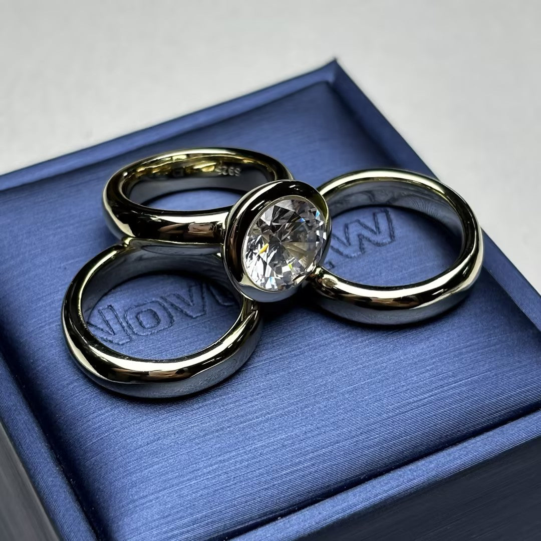 4.0Ct bezel-set wide-bezel gemstone engagement ring