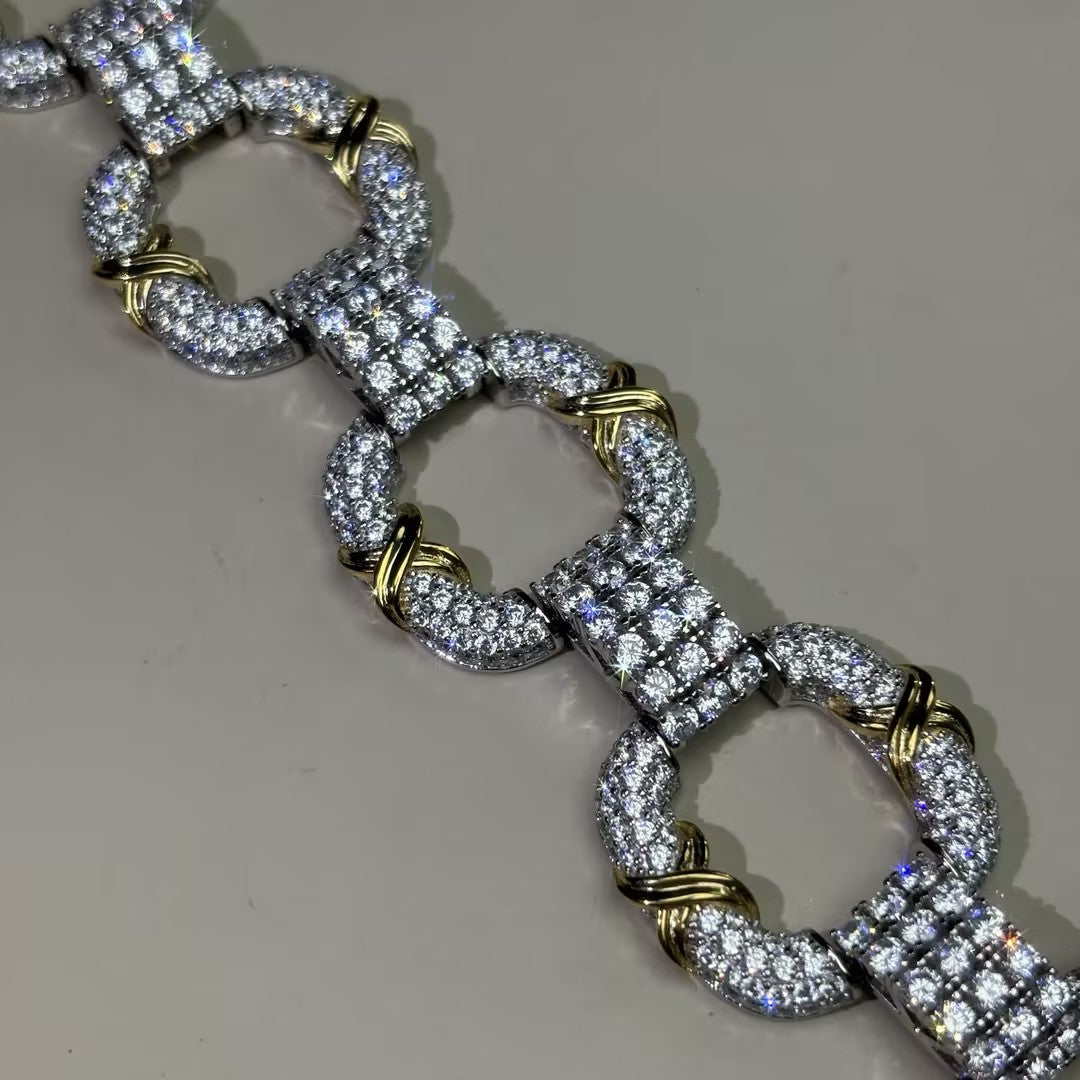16.5ctw Round Cut X Pattern Chain Gemstone Bracelet