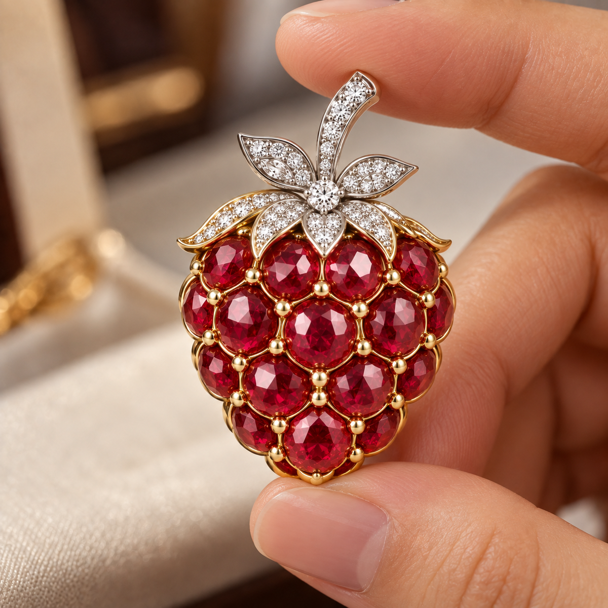 10Ctw cushion-cut blue gemstone garnet brooch