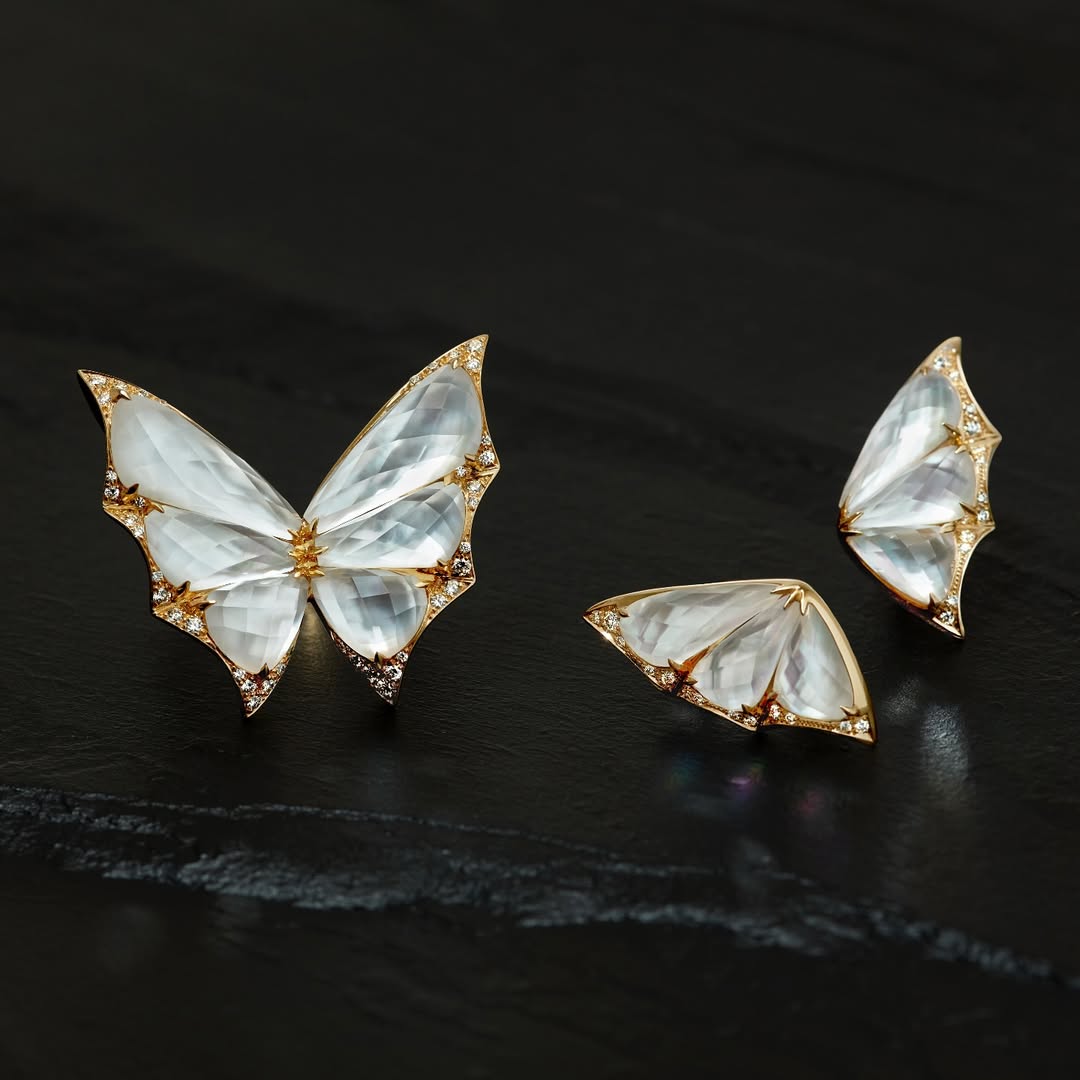 White Crystal Nightcrawler Ring, Necklace, and Earring Set
