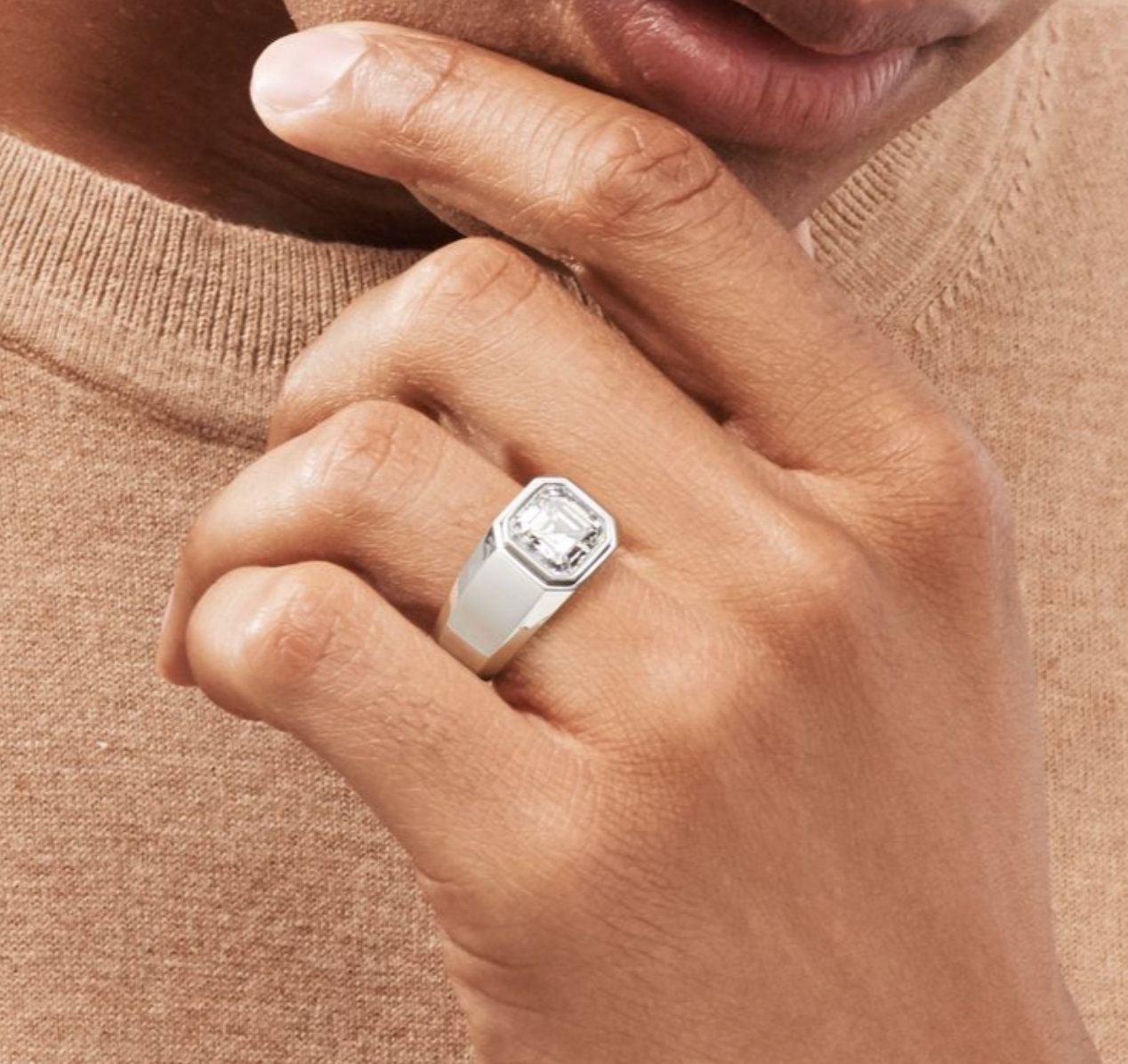 4.3Ct Square Emerald Cut Gemstone Engagement Ring