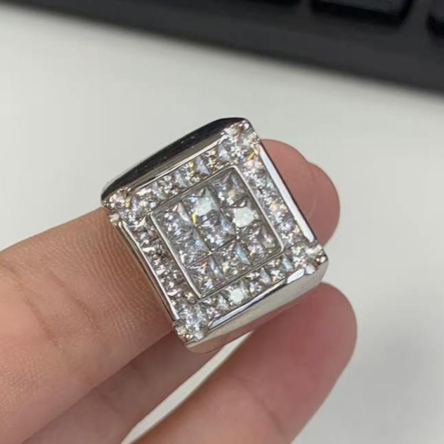 5.5ctw Gemstone Princess Cut Classic Design Men's Ring