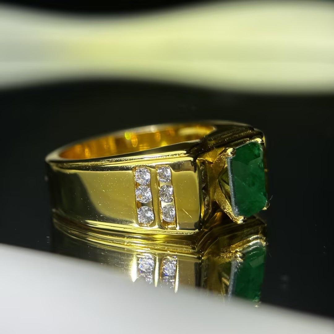 2.53Ctw Emerald Vintage Gemstone Engagement Ring