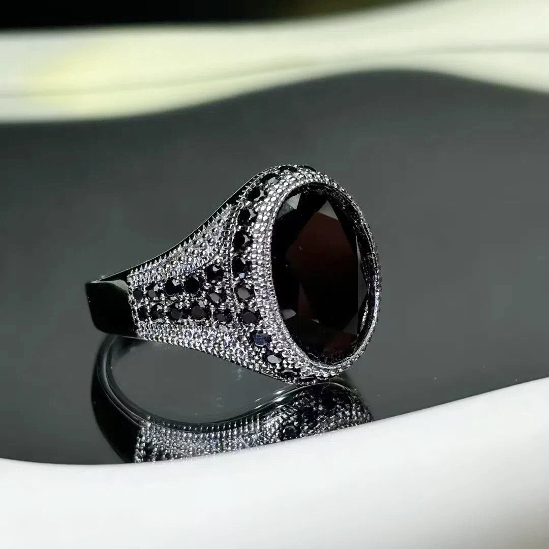 8ctw Oval Cut Black Gold Gemstone Ring