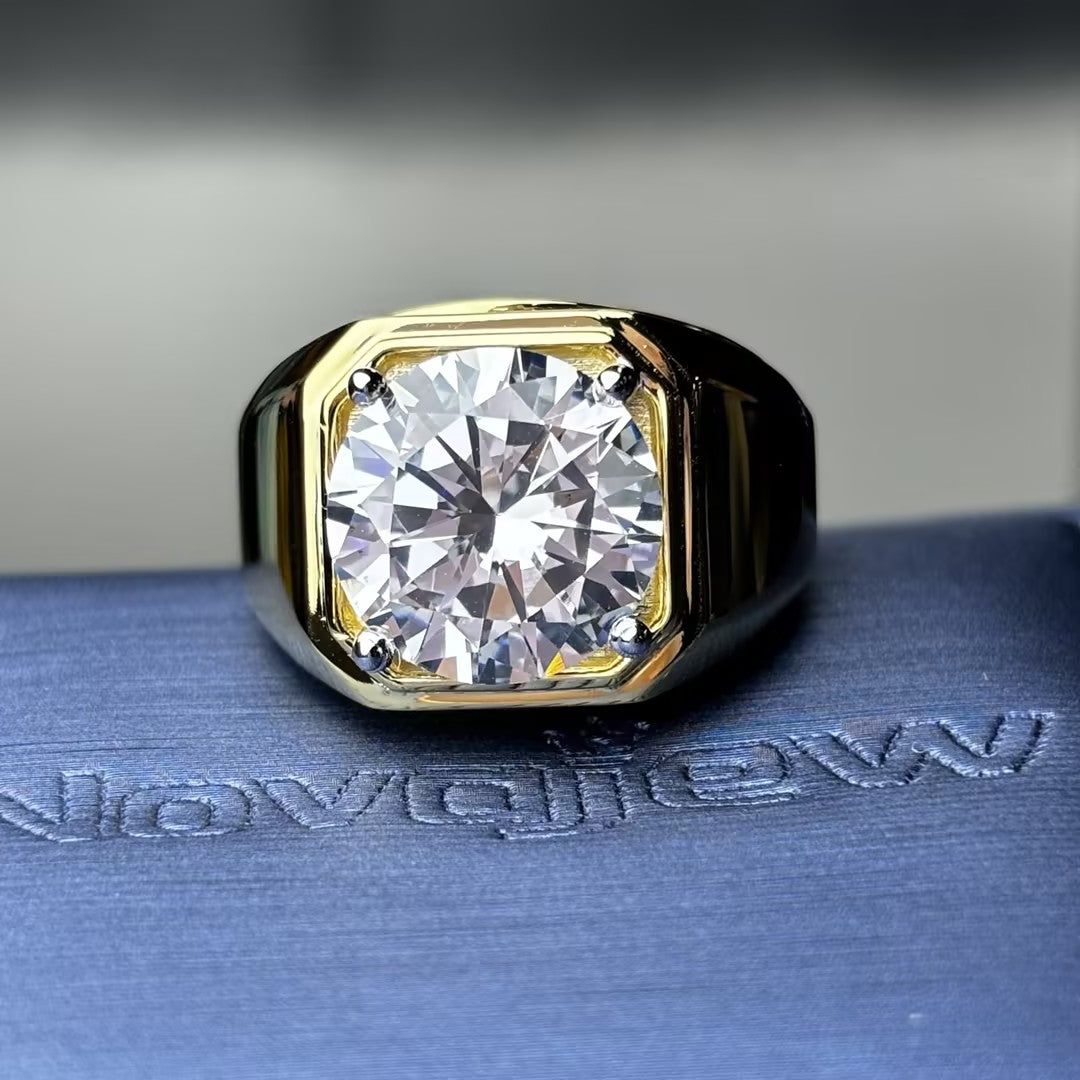 3Ct single round stone men's engagement ring