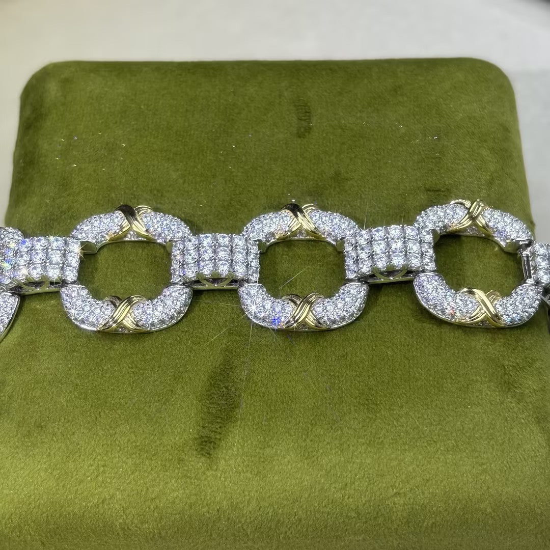 16.5ctw Round Cut X Pattern Chain Gemstone Bracelet
