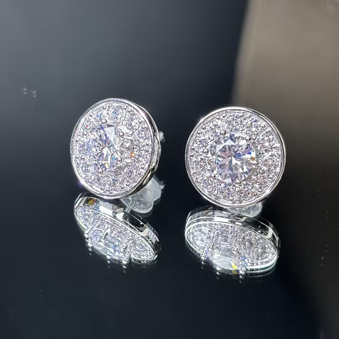 2.5ctw Round Stone Men's Large Earrings