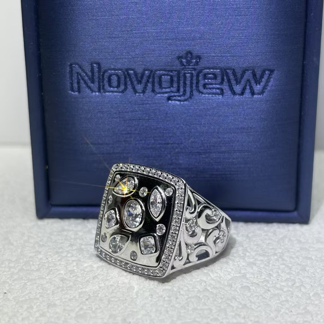 2.5 CTW Multi-colour Cubic Zirconia Vintage 925 Sterling Silver Ring-NOVAJEW