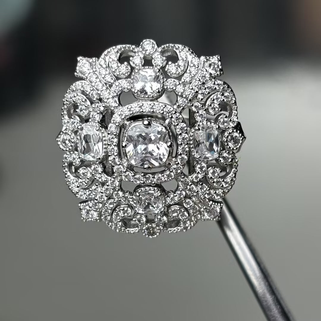 4.2Ctw Vintage Lace Hollow Gemstone Ring