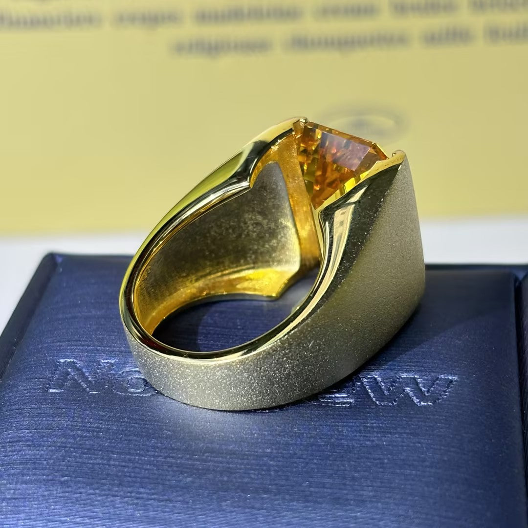23.5Ctw Emerald-cut Yellow Gemstone Ring