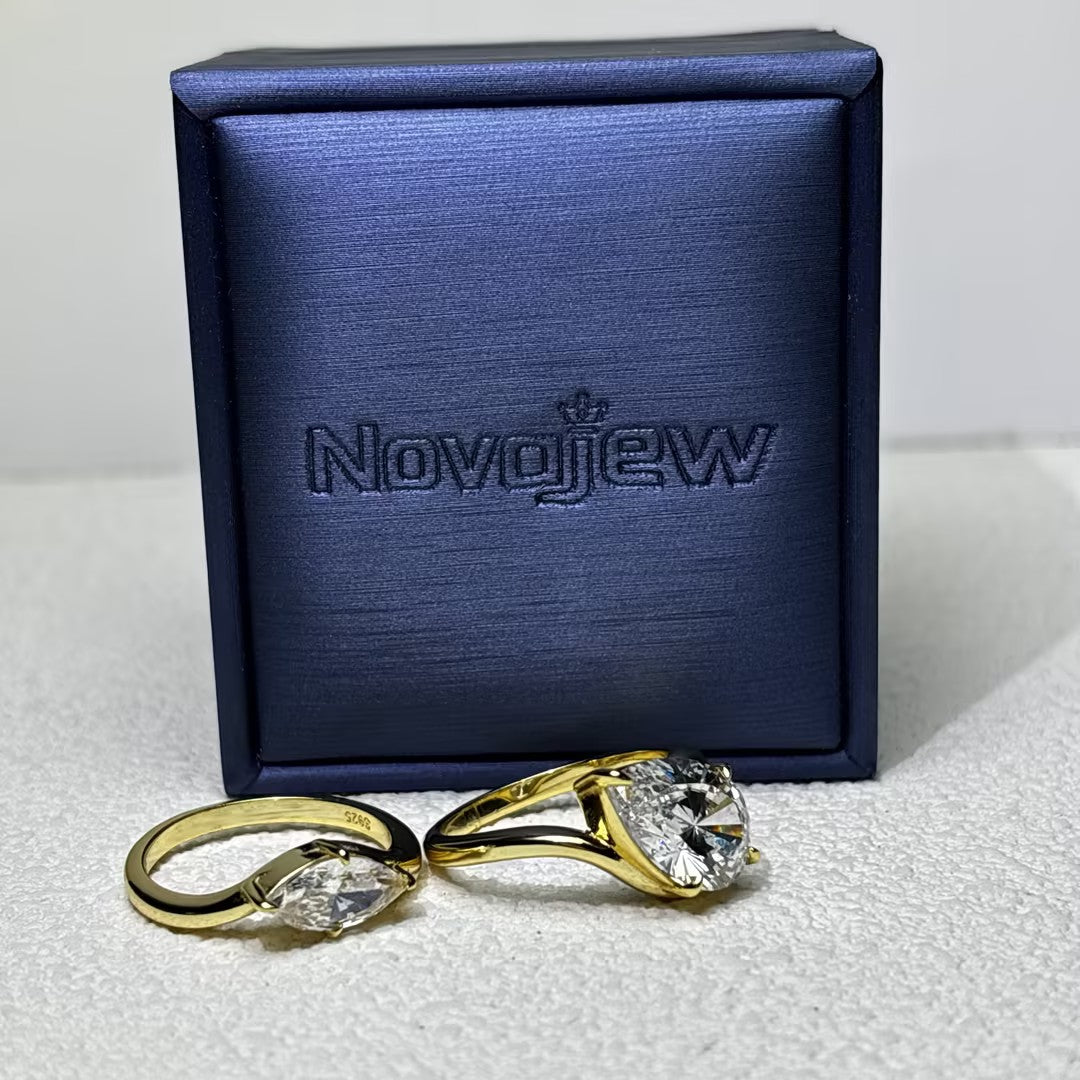 4.18Ctw Pear-shaped marquise double stone ring