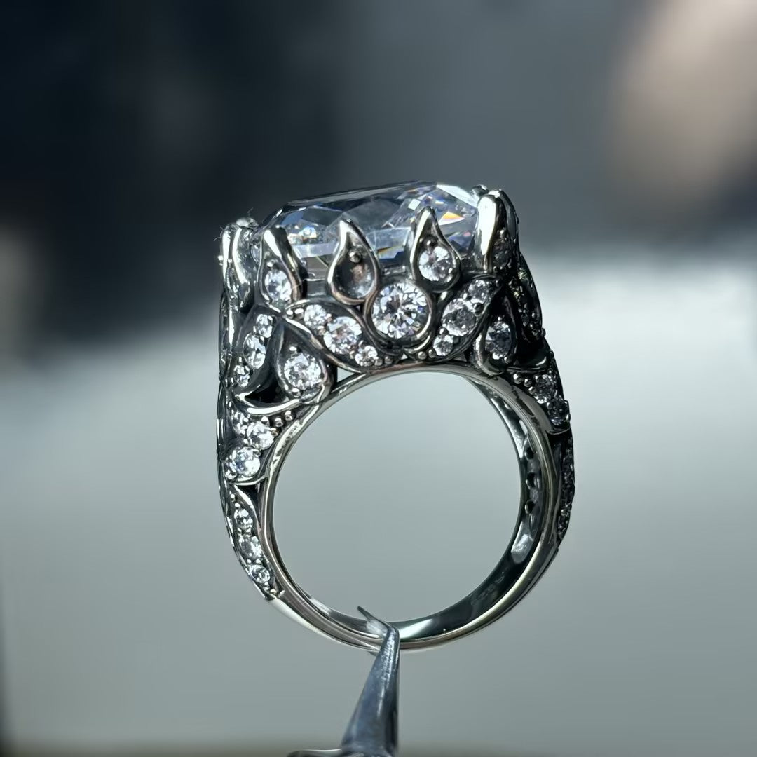 13.86Ctw Vintage cushion-cut engagement ring