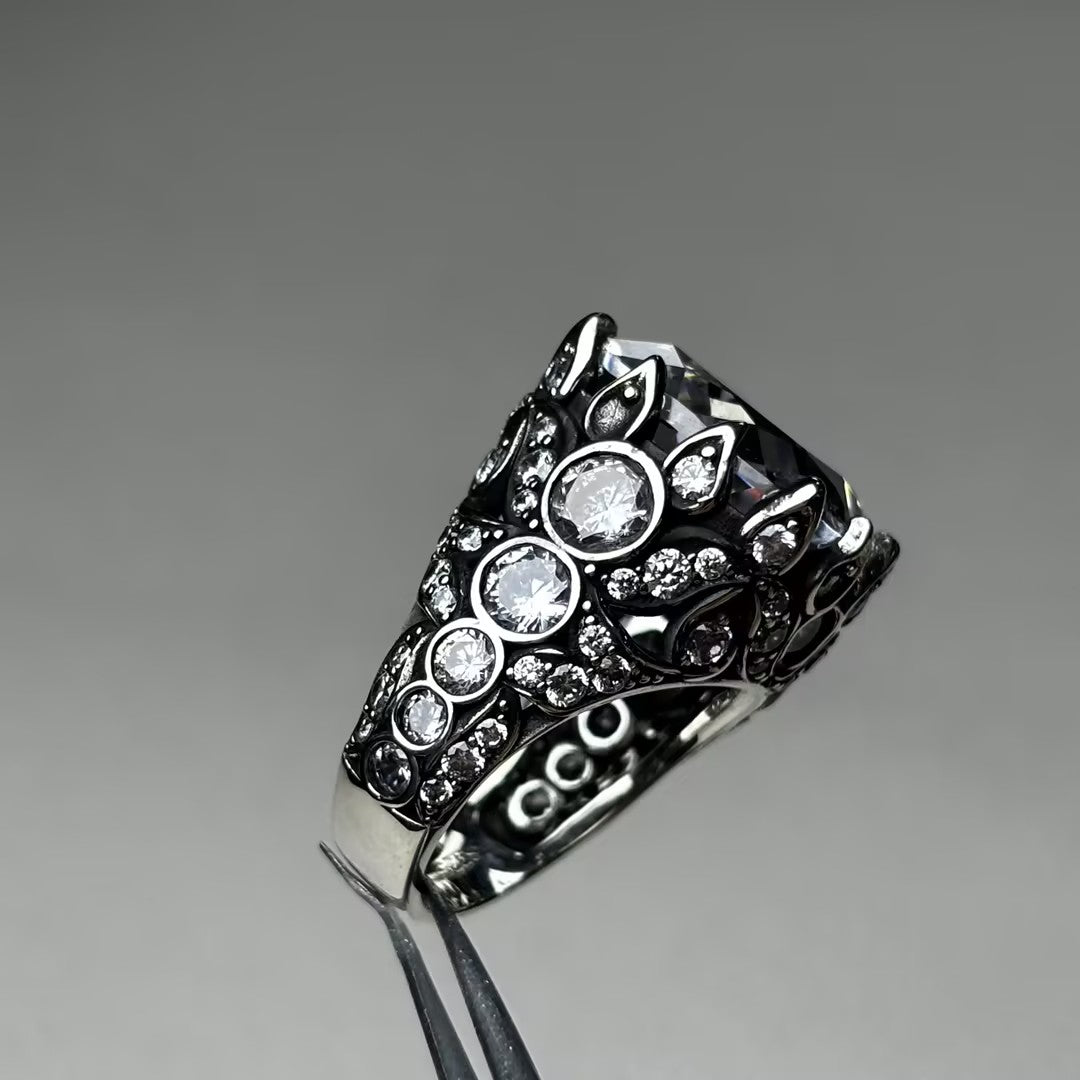 13.86Ctw Vintage cushion-cut engagement ring
