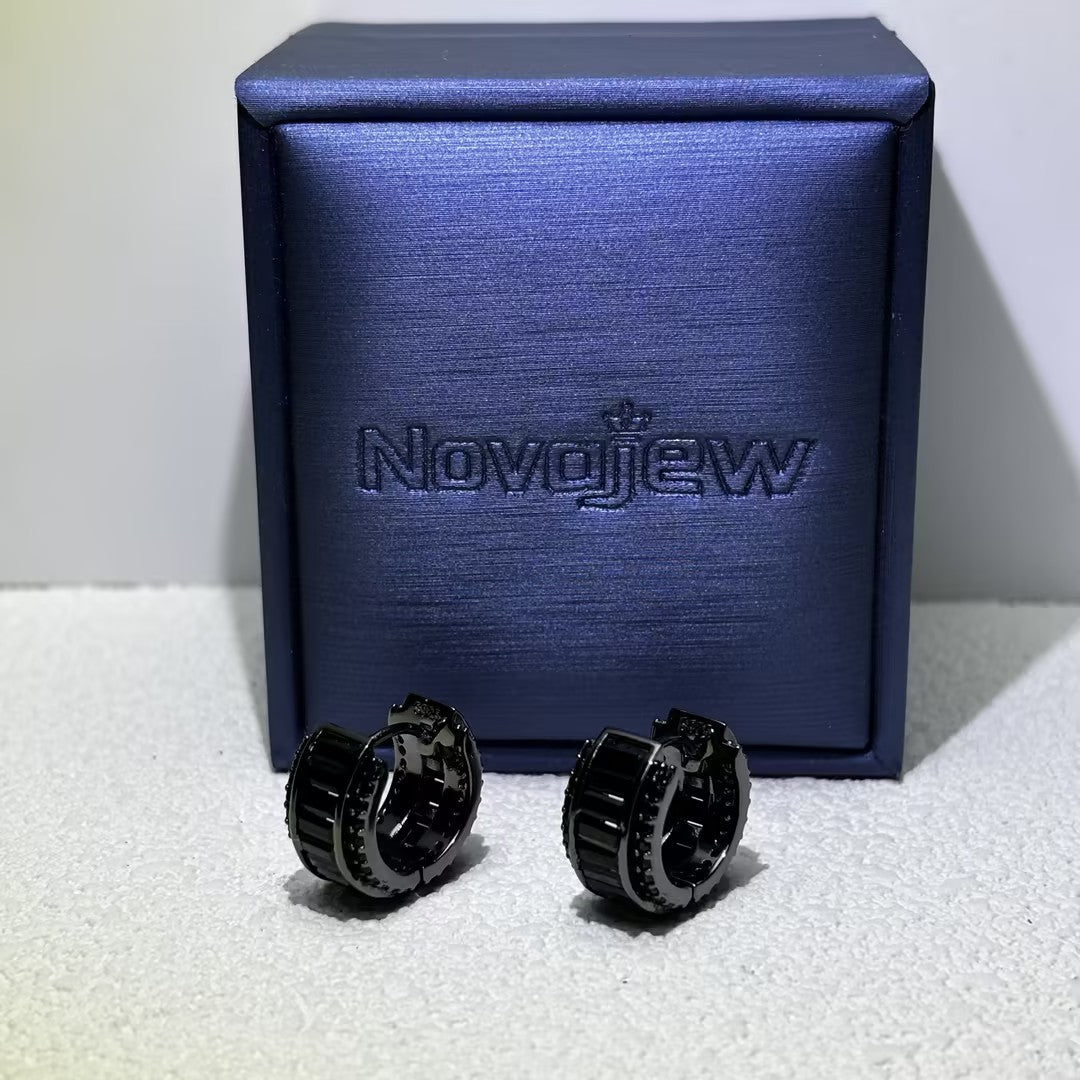 1.6Ctw Rectangular/Round Black Spinel Black Gold Stud Earrings