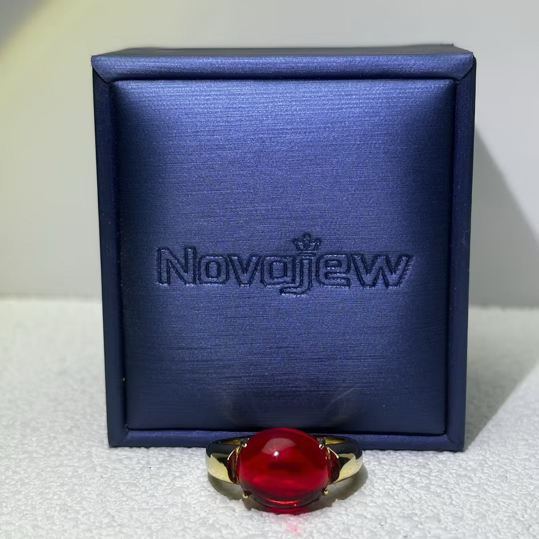4.5Ct cabochon red tourmaline engagement ring