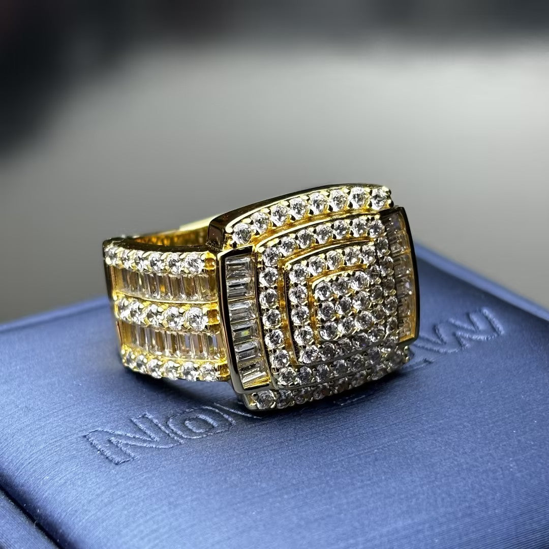 2.33ctw Baguette Round Gemstone Cluster Men's Ring