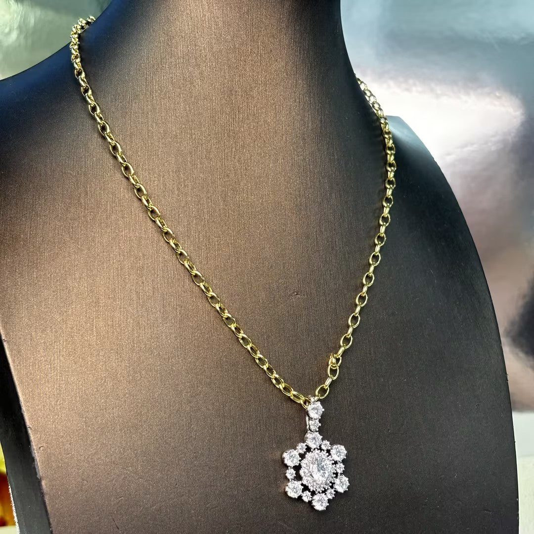4.25 carat antique gemstone pendant necklace with exquisite old mine cut stones.