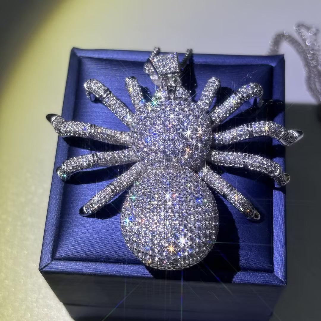10ctw Round Cut Hip Hop Style Gemstone Tarantula Pendant