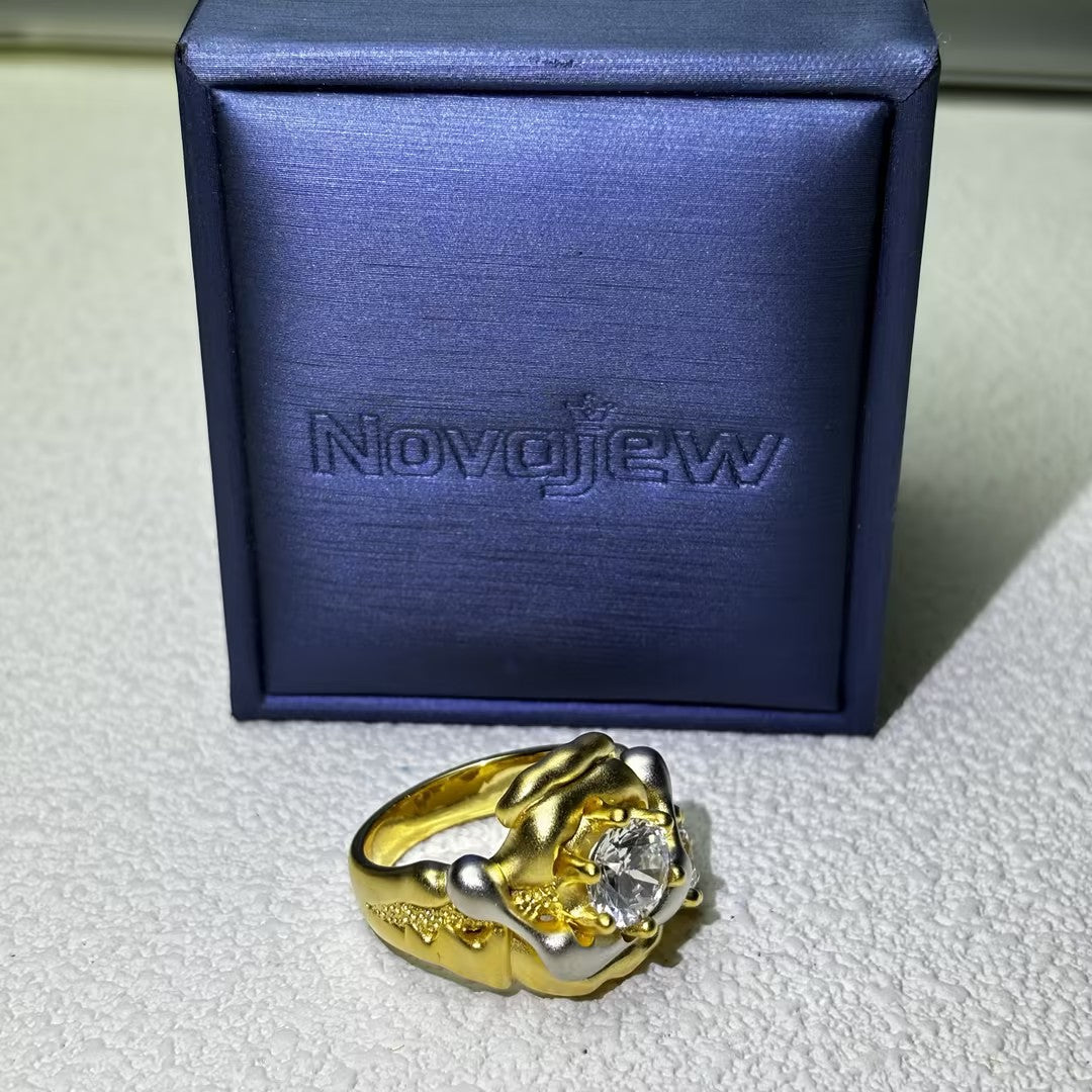 2.0Ctw Round Cut Gemstone Irregular Art Ring