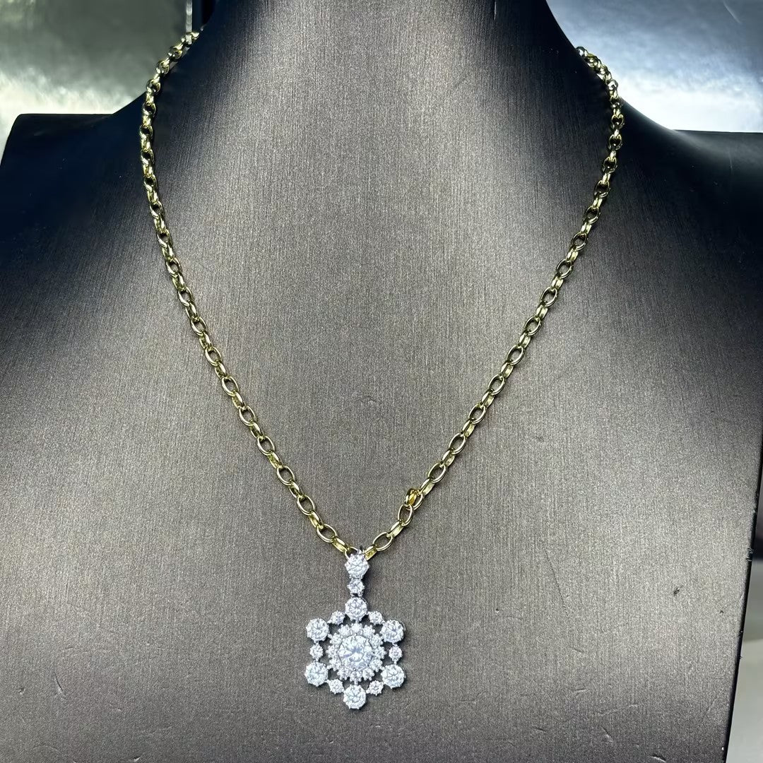 4.25 carat antique gemstone pendant necklace with exquisite old mine cut stones.