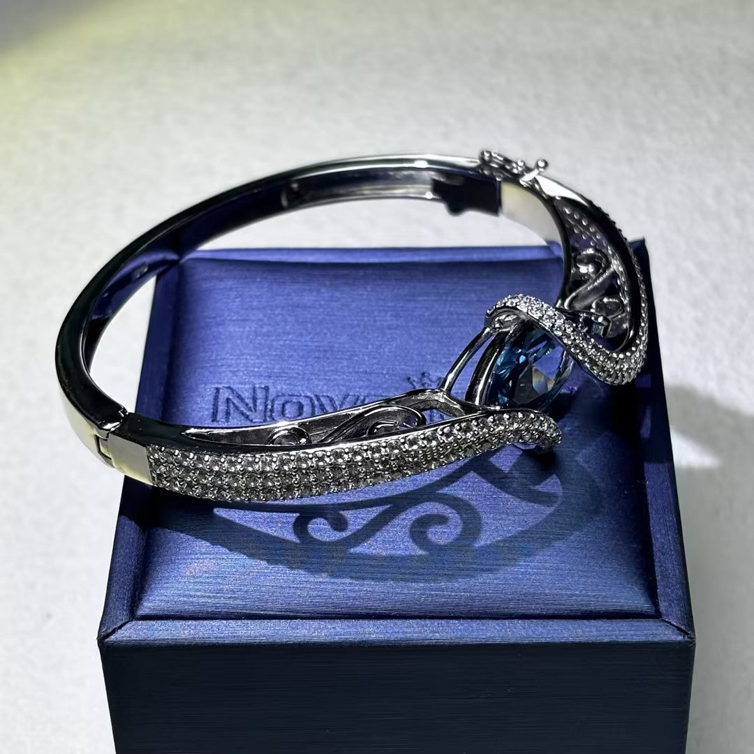 6.5Ctw Blue Marquise Gemstone Wrapped Bangle