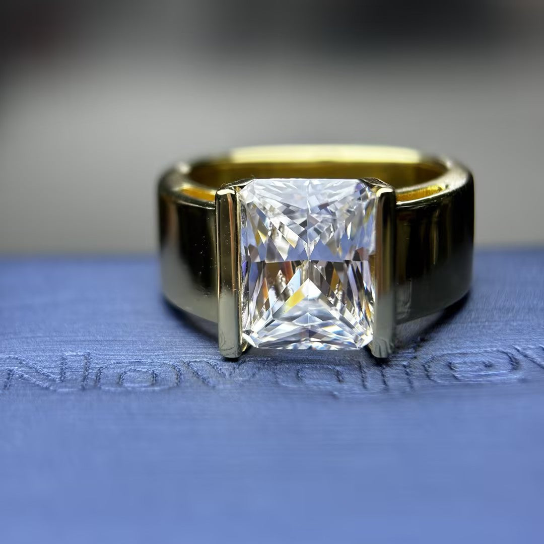 Simple 5 ct Princess Cut White Gemstone Ring for Men and Women