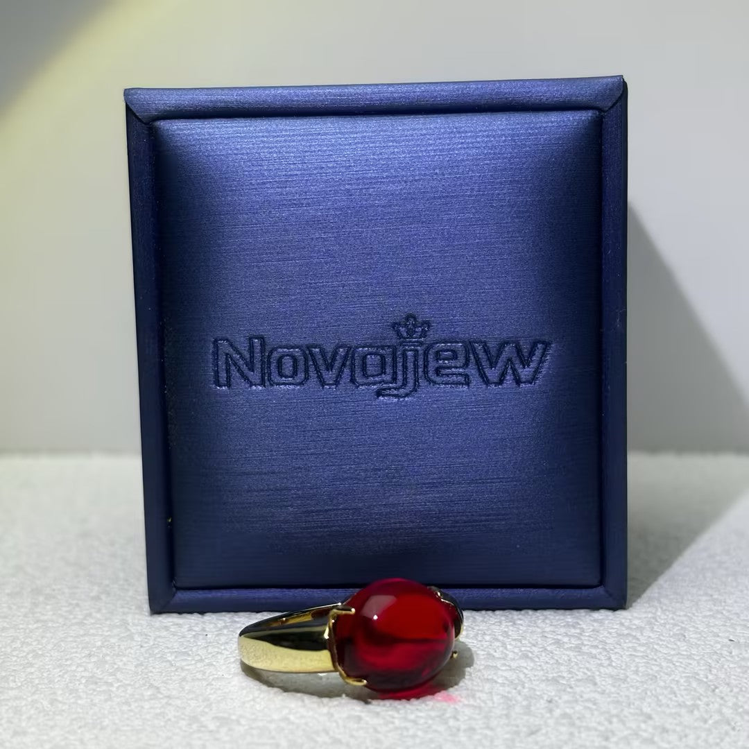 4.5Ct cabochon red tourmaline engagement ring