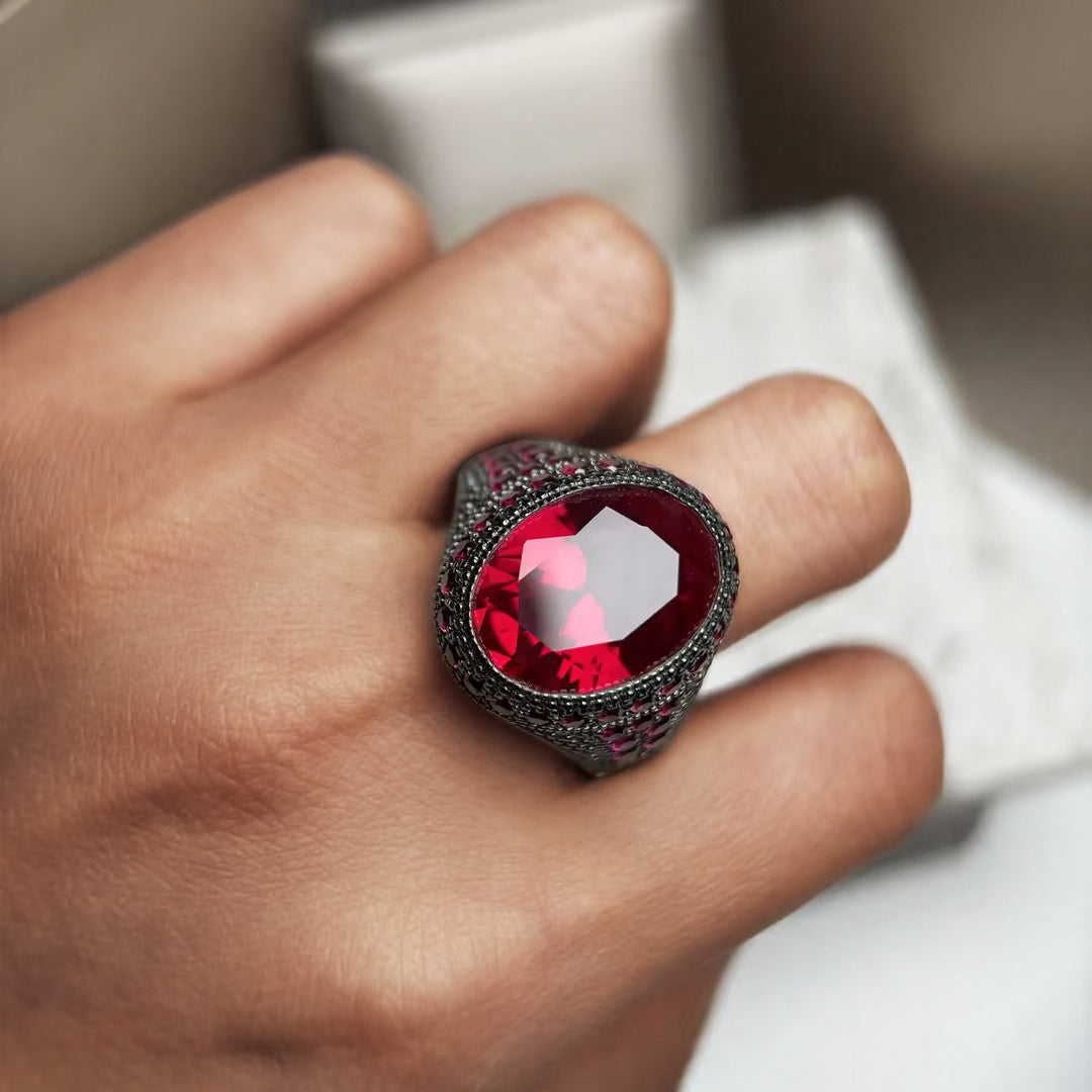 8ctw Oval Cut Black Gold Gemstone Ring