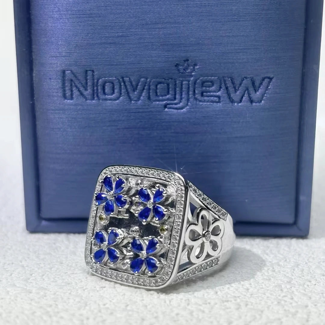 2CTW Pear Cut Blue Cubic Zirconia Elegant 925 Sterling Silver Ring-Novajew