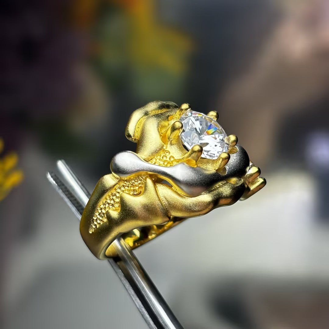 2.0Ctw Round Cut Gemstone Irregular Art Ring