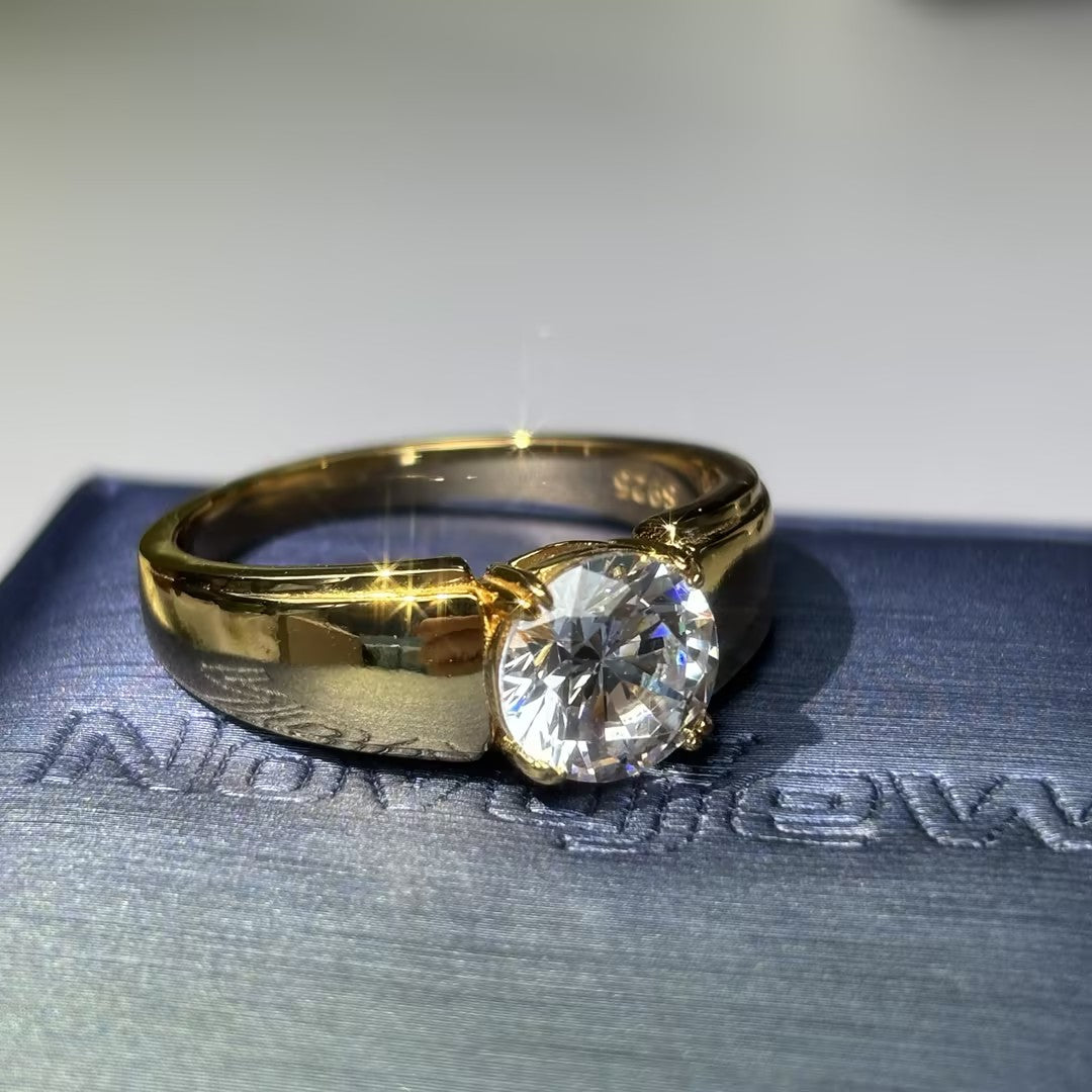 2Ct Classic Round Gemstone Engagement Ring