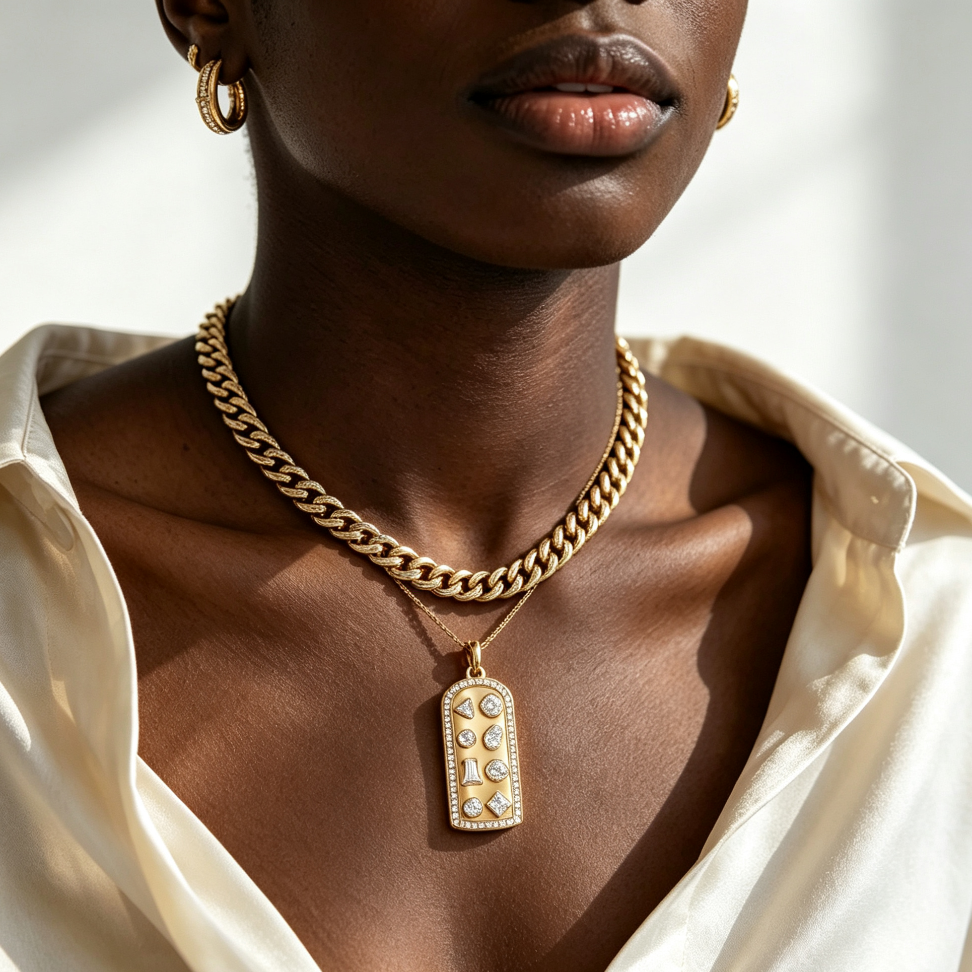 2.6 Carat Geometric-Inspired Multi-Cut White Zircon Pendant Necklace