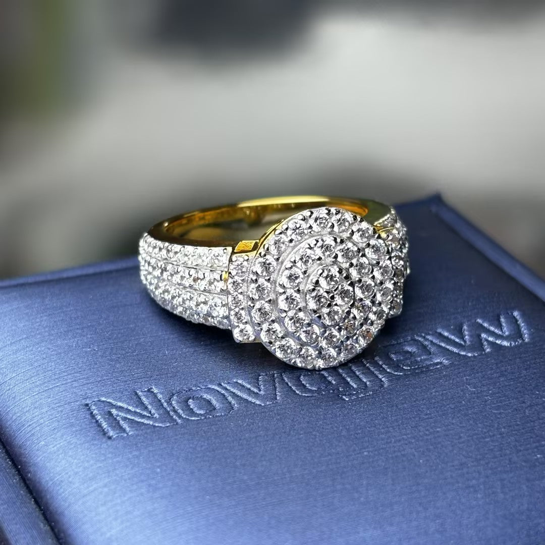 2.3Ctw Multi-layered Oval Halo Gemstone Ring