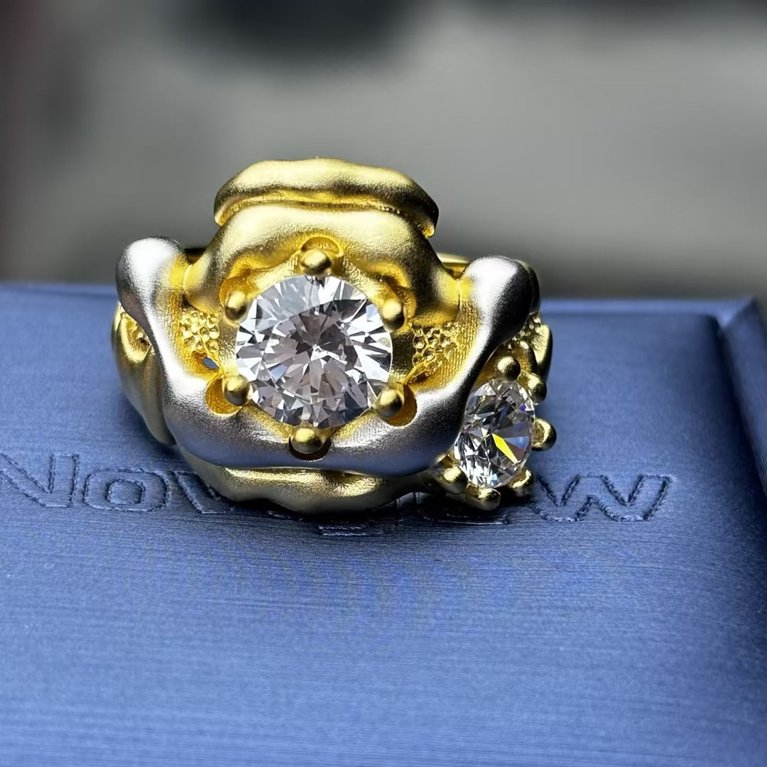 2.0Ctw Round Cut Gemstone Irregular Art Ring
