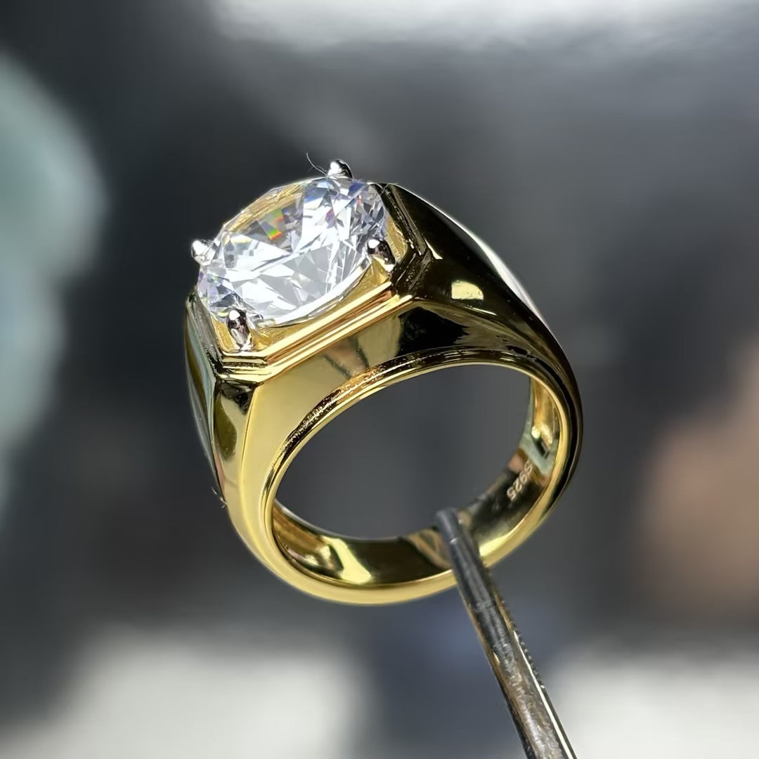 3Ct single round stone men's engagement ring