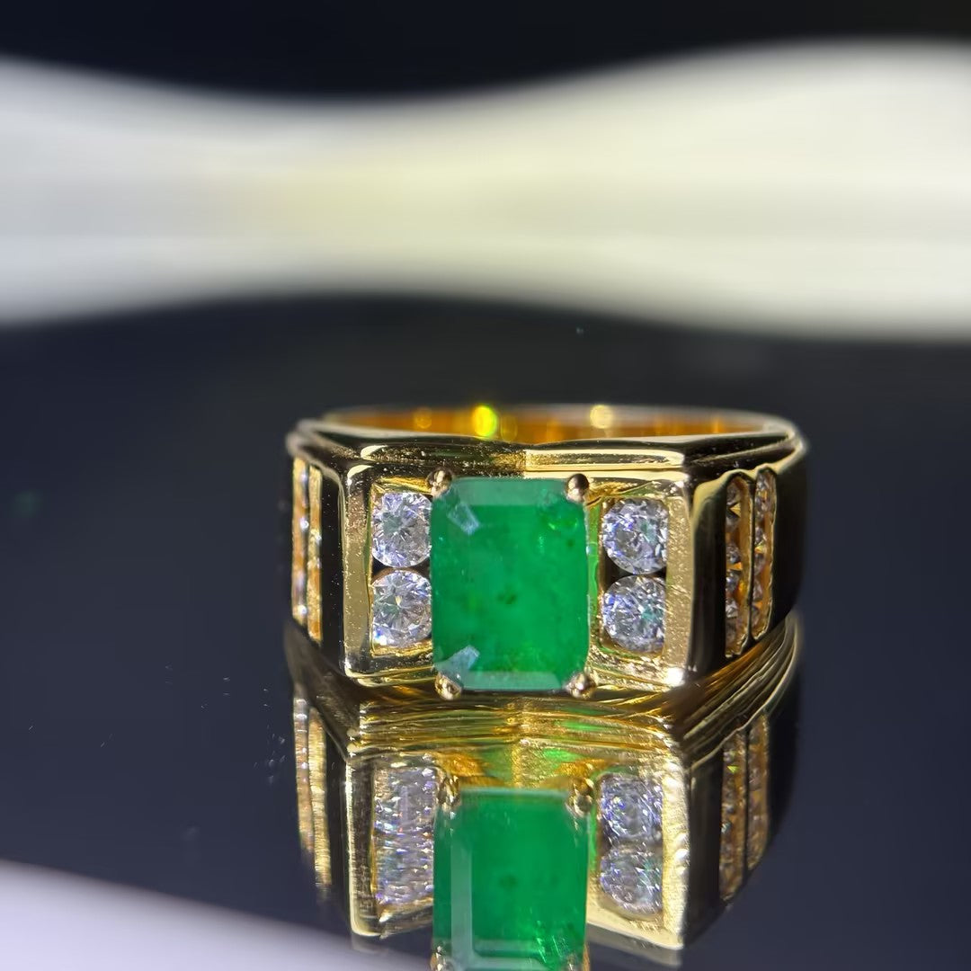 2.53Ctw Emerald Vintage Gemstone Engagement Ring