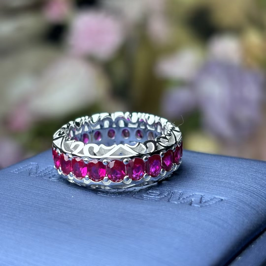 2.5 CTW Oval Ruby Vintage Eternity Ring