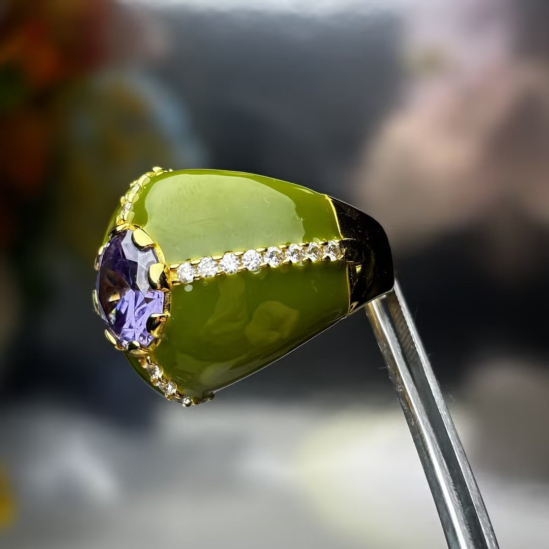 Unique artistic style brightly colored gemstone ring