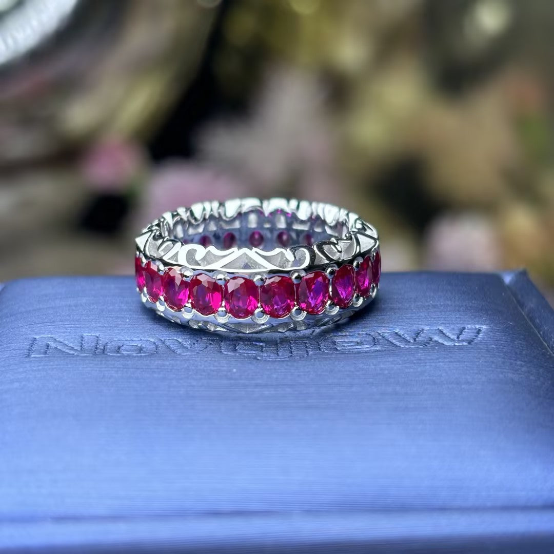 2.5 CTW Oval Ruby Vintage Eternity Ring