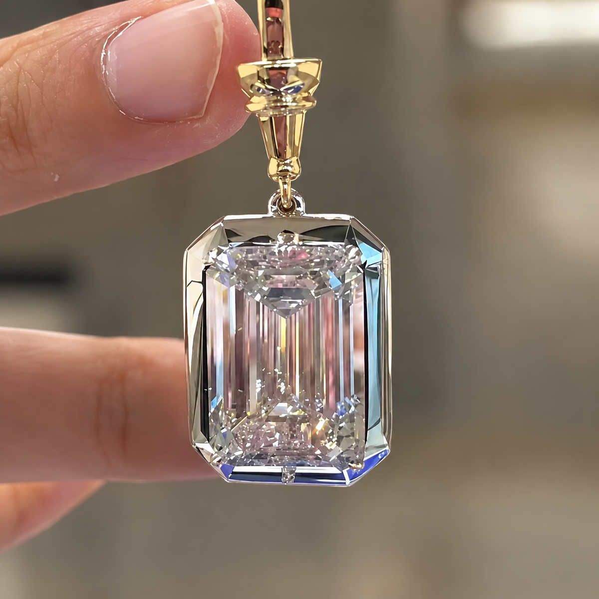 6CT Emerald Cut White Moissanite Elegant 925 Silver Pendant Necklace-novajew