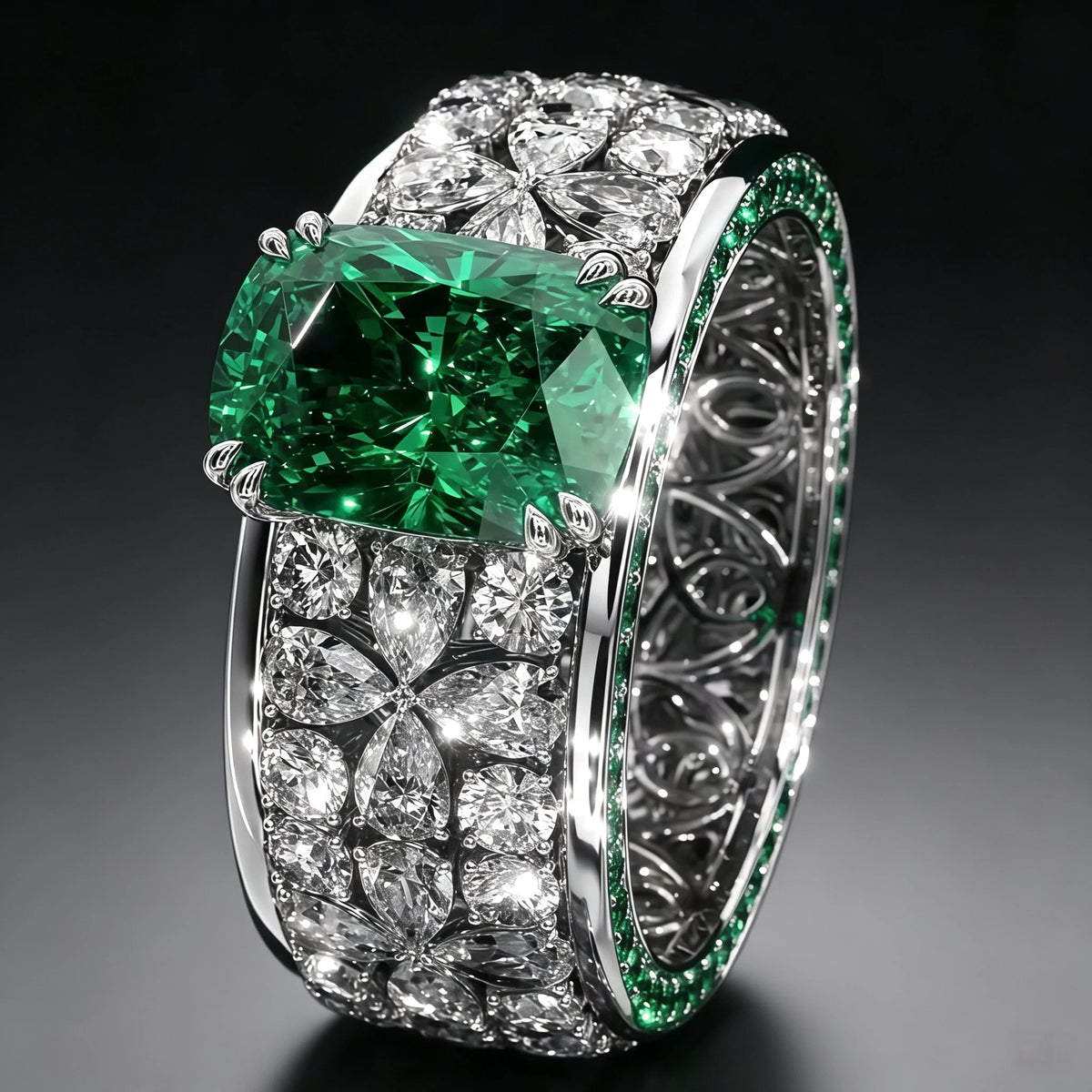 8 CTW Octagon Cut Green Cubic Zirconia Opulent 925 Sterling Silver Engagement Ring-NOVAJEW