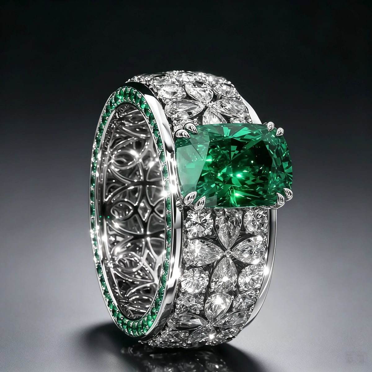 8 CTW Octagon Cut Green Cubic Zirconia Opulent 925 Sterling Silver Engagement Ring-NOVAJEW