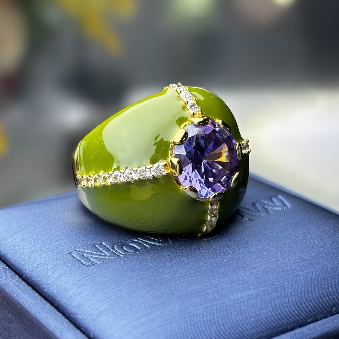 Unique artistic style brightly colored gemstone ring