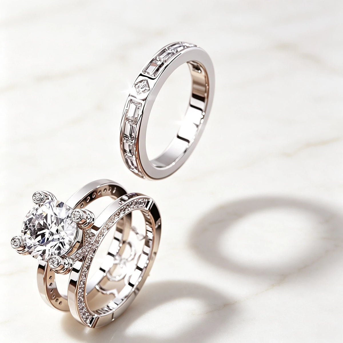3 CTW Round Cut White Cubic Zirconia Modern 925 Sterling Silver Engagement Wedding Ring-NOVAJEW