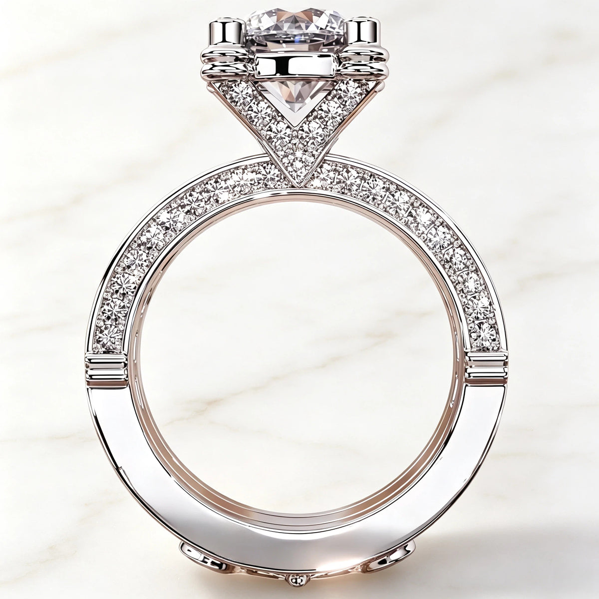 3 CTW Round Cut White Cubic Zirconia Modern 925 Sterling Silver Engagement Wedding Ring-NOVAJEW