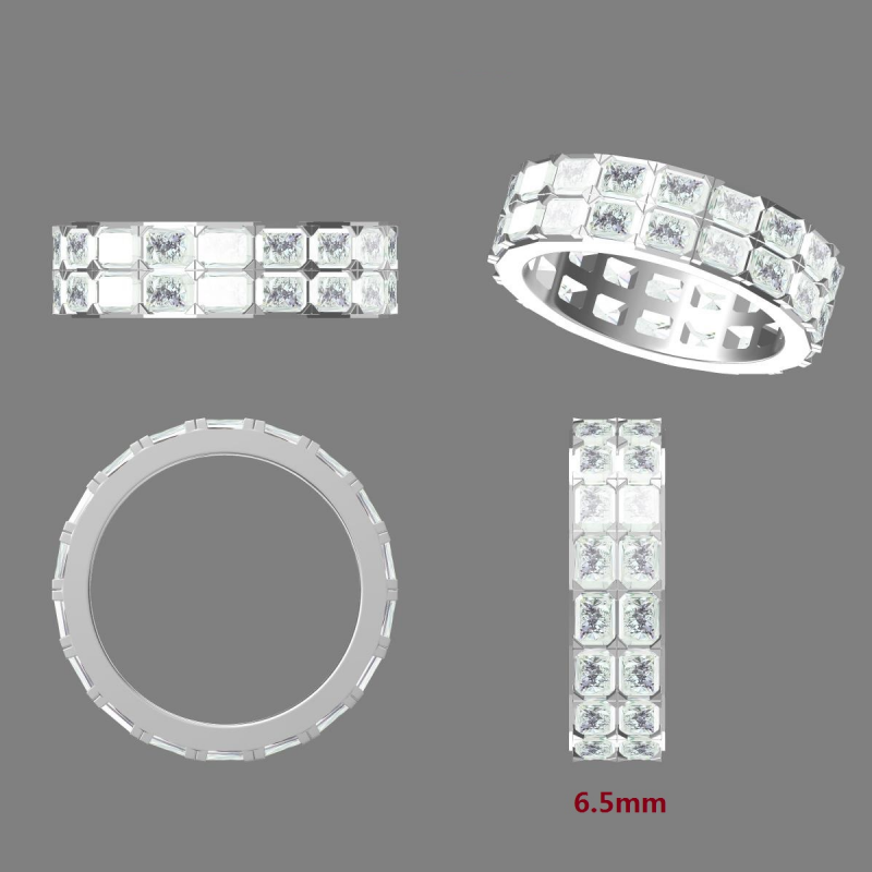 Men’s 10 Carats Horizontal set Emerald Cuts Wedding Band