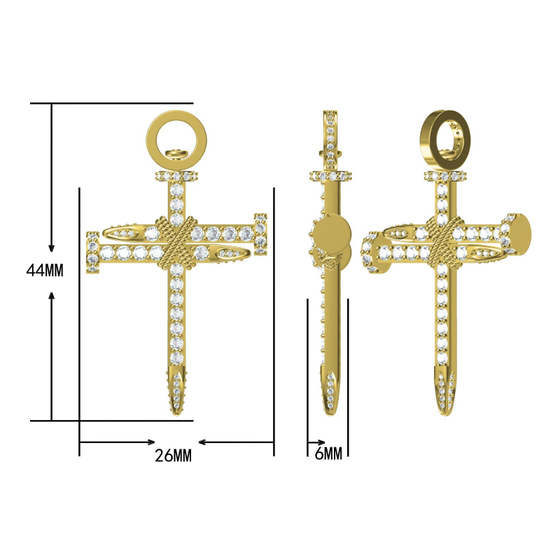 2.6 carats of Jesus Nail Cross gemstone pendant necklace