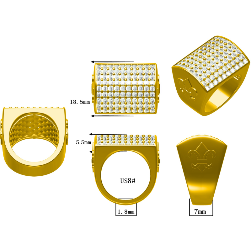 2.7Ctw Princess Cut Men's Wide Band