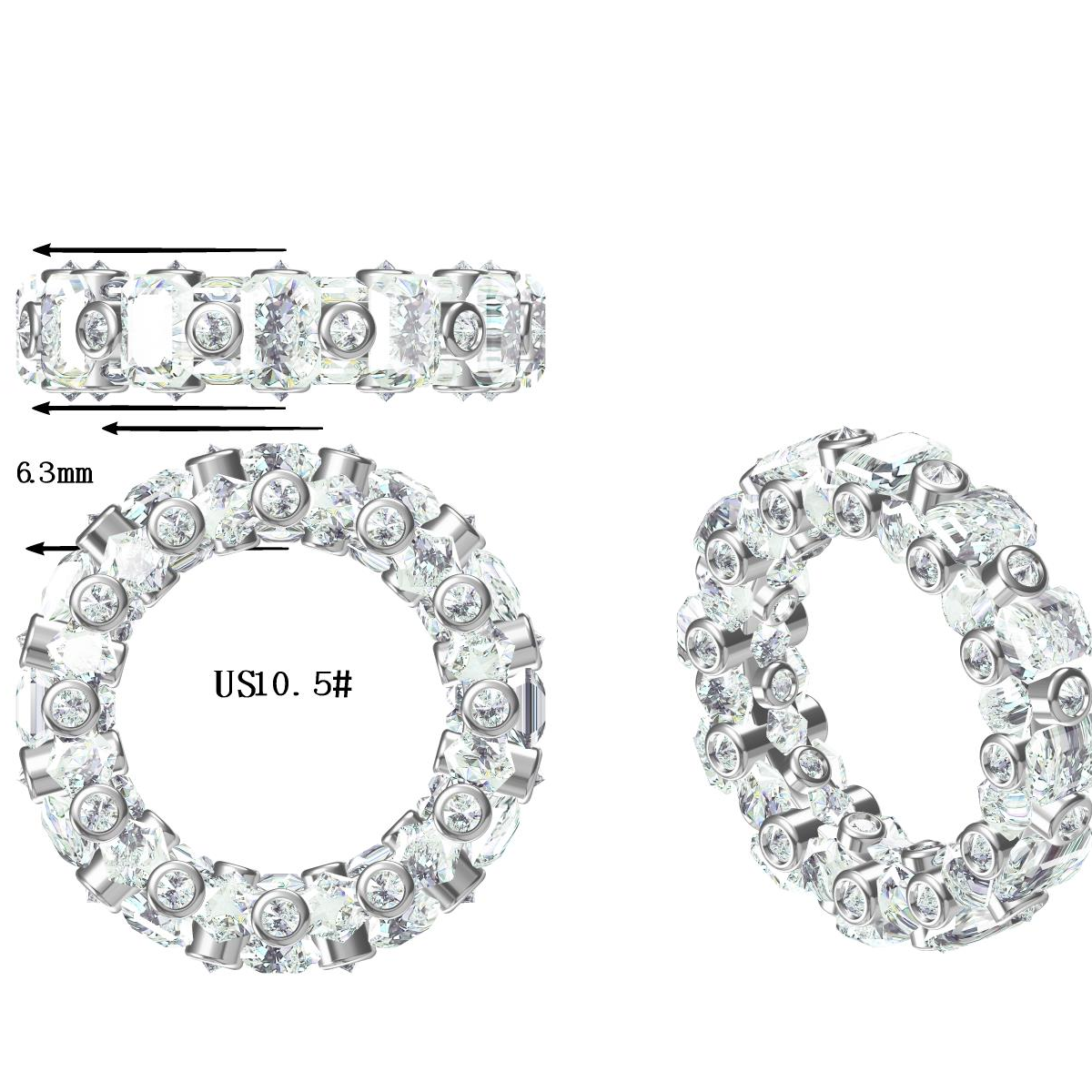 5.5ctw Emerald Hexagonal Gemstone Eternity Ring